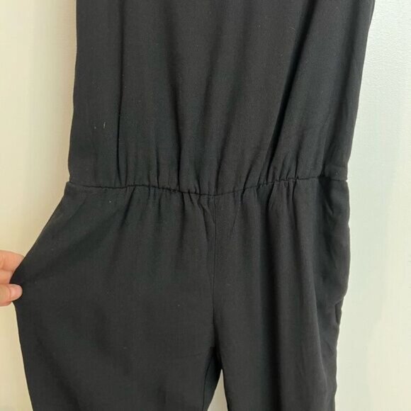 Zara Womens TRF Black Ribbed Jumpsuit Sleeveless Size Small Pockets One Piece - Picture 6 of 11